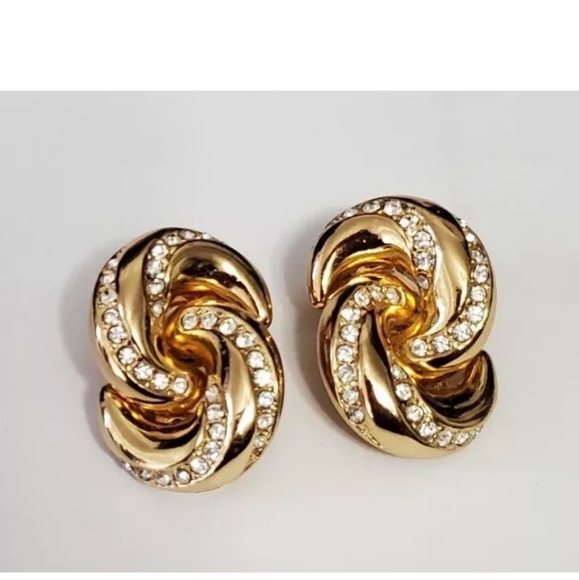 Vintage Christian Dior, Signed Chr.Dior Rhinestone Clip Earrings - Picture 5 of 6